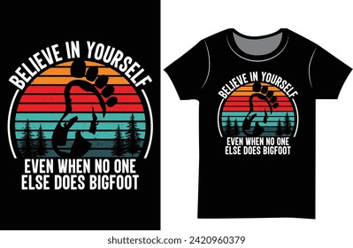 Bigfoot vector graphics retro vintage t shirt design. 