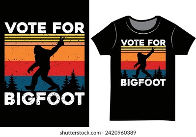 Bigfoot vector graphics retro vintage t shirt design. 