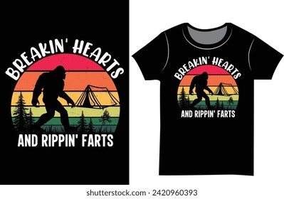 Bigfoot vector graphics retro vintage t shirt design. 