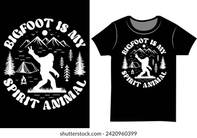 Bigfoot vector graphics retro vintage t shirt design. 