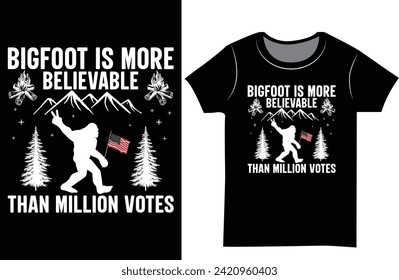 Bigfoot vector graphics retro vintage t shirt design. 