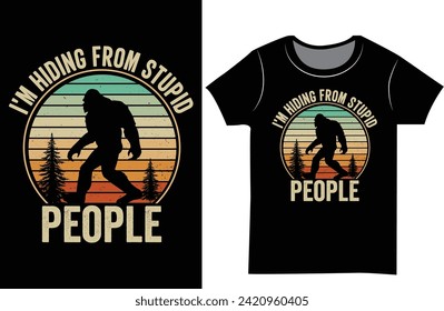 Bigfoot vector graphics retro vintage t shirt design. 