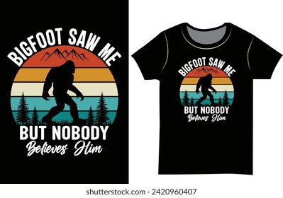 Bigfoot vector graphics retro vintage t shirt design. 