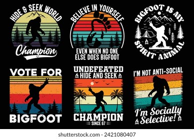 Bigfoot Vector graphics retro vintage bundle T shirt design.