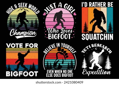 Bigfoot Vector graphics retro vintage bundle T shirt design.