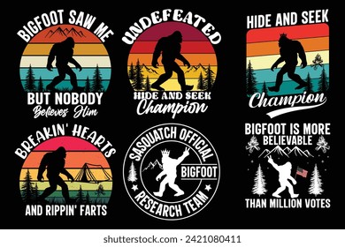 Bigfoot Vector graphics retro vintage bundle T shirt design.