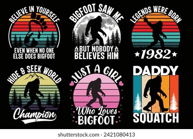 Bigfoot Vector graphics retro vintage bundle T shirt design.