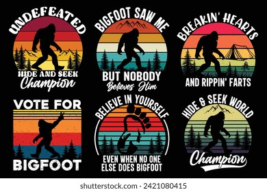 Bigfoot Vector graphics retro vintage bundle T shirt design.