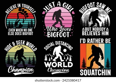 Bigfoot Vector graphics retro vintage bundle T shirt design.