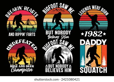 Bigfoot Vector graphics retro vintage bundle T shirt design.