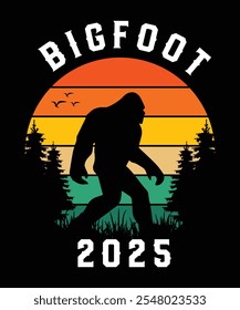 Bigfoot vintage t-shirt design Vector 2025