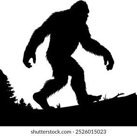 Bigfoot Walking Towards the forest Mysterious Creature in the Forest