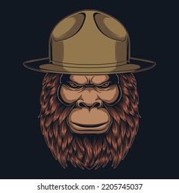 Bigfoot wearing campaign hat vector illustration for your company or brand