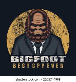 Bigfoot wearing suit dress vector illustration for your company or brand