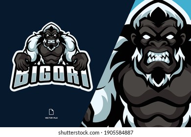 bigfoot white gorilla mascot esport logo illustration for sports team