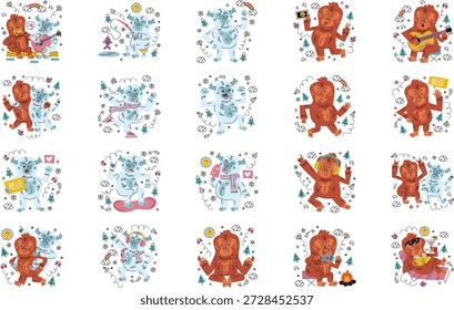 Ilustración vectorial De Ilustraciones Bigfoot Y Yeti Legends. Plantilla de diseño de símbolos de ilustración para elemento de interfaz de usuario móvil de Web.