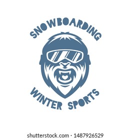 Bigfoot. Yeti. Winter sport modern style vector mascot