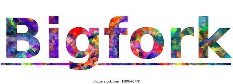 Bigfork. Cartel de texto de tipografía colorida. Vector la palabra diseño bigfork. Se puede usar para logotipo, tarjeta, afiche, título y título hermoso