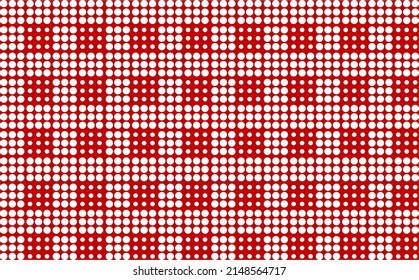 Bigger and smaller square dots vector pattern within red background. Suitable for wallpaper, prints, and design element.