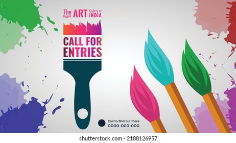 The biggest art gallery of India landscape banner template. 