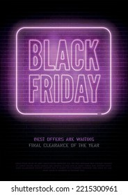 Biggest black friday discounts vector flyer template. Mega wholesale women advert with text space. Special price offer on stylized brick wall background. Seasonal sale promo banner design