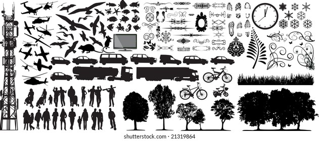 Biggest collection of different vector silhouettes