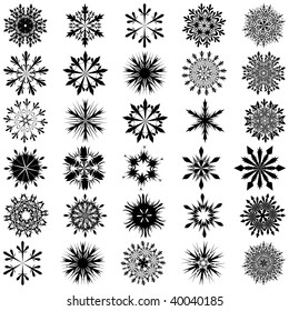 Biggest collection of vector snowflakes in different shape