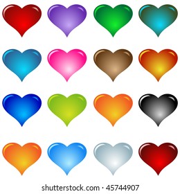 Biggest Colorful heart vector set isolated on white
