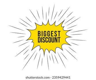 biggest discount message on ribbon banner. Vector illustration.