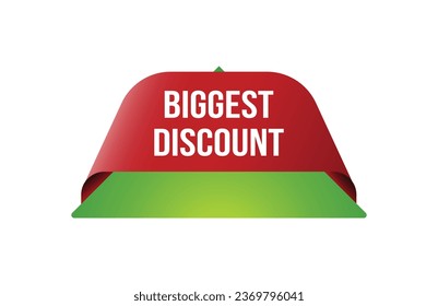 Biggest discount red ribbon label banner. Open available now sign or Biggest discount tag.