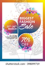 Biggest Fashion Sale Poster, Sale Banner, Sale Flyer, 70% Discount, Creative vector illustration.