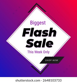 Biggest Flash Sale banner for social media and website ads. Vector. This Week Only. Shop Now. Illustration. Flash Sale Poster for all online and offline ads.