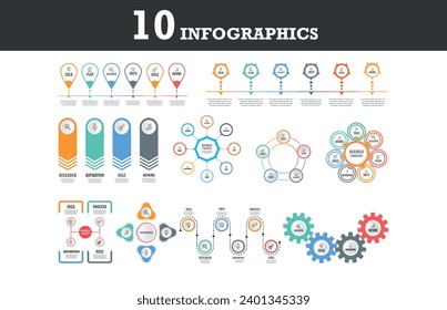 The Biggest Infographics Bundle Ever - includes 10 presentation infographics template Sets 
