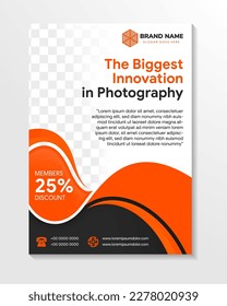 die größte Innovation in Fotografy Flyers Template Vektor. Broschüren Bericht Business Magazine Poster. Decken Sie die Buchpostkarte minimalen Portfolio oder Präsentation mit Bild-Design. Layout in A4-Größe