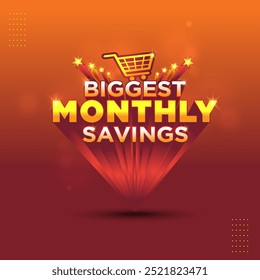 Biggest Monthly Savings, Super Market 3d Logo. Retail Sale, Shopping, Advertising, Marketing Offers Template