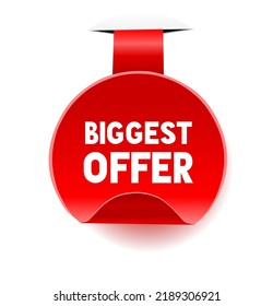 Biggest offer for banner template. Flat style vector illustration isolated on white background.