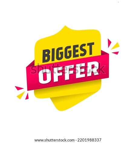 Biggest offer banner template, flat design elements for promotional sale. Vector illustration.