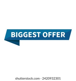 Biggest Offer Text In Blue Ribbon Rectangle Shape For Sale Promotion Business Marketing Social Media Information Announcement
