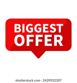Biggest Offer Text In Red Rectangle Shape For Sale Promotion Business Marketing Social Media Information Announcement
