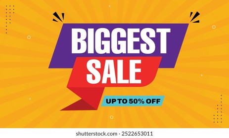 Biggest Sale Up to 50% Off Shop Now with Stunning Sale Banner Templates Featuring Element Shapes in Black White Red and Blue Perfect Sale Background Designs for Your Promotions and Discounts