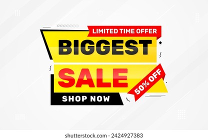 Biggest sale banner. Biggest sale of the year banner. Sale and discounts Biggest sale, Promotion special marketing poster design for digital and print market.