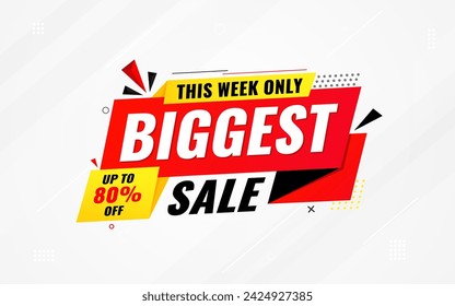 Biggest sale banner. Biggest sale of the year banner. Sale and discounts Biggest sale, Promotion special marketing poster design for digital and print market.