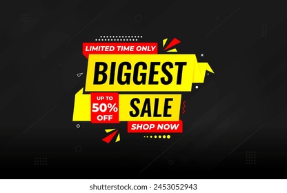 Biggest sale banner. Biggest sale of the year banner. Sale and discounts Biggest sale, Promotion special marketing poster design for digital and print market.