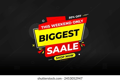 Biggest sale banner. Biggest sale of the year banner. Sale and discounts Biggest sale, Promotion special marketing poster design for digital and print market.