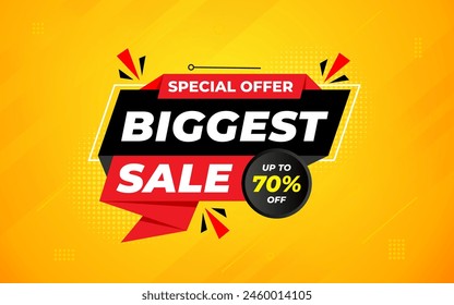 Biggest sale banner. Biggest sale of the year banner. Sale and discounts Biggest sale, Promotion special marketing poster design for digital and print market.