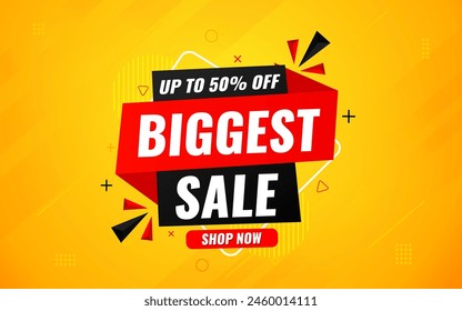 Biggest sale banner. Biggest sale of the year banner. Sale and discounts Biggest sale, Promotion special marketing poster design for digital and print market.