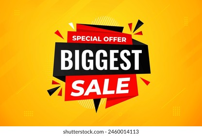 Biggest sale banner. Biggest sale of the year banner. Sale and discounts Biggest sale, Promotion special marketing poster design for digital and print market.