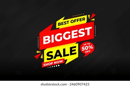 Biggest sale banner. Biggest sale of the year banner. Sale and discounts Biggest sale, Promotion special marketing poster design for digital and print market.