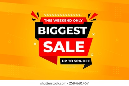 Biggest sale banner. Biggest sale of the year banner. Sale and discounts Biggest sale, Promotion special marketing poster design for digital and print market.