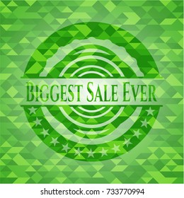 Biggest Sale Ever green emblem. Mosaic background